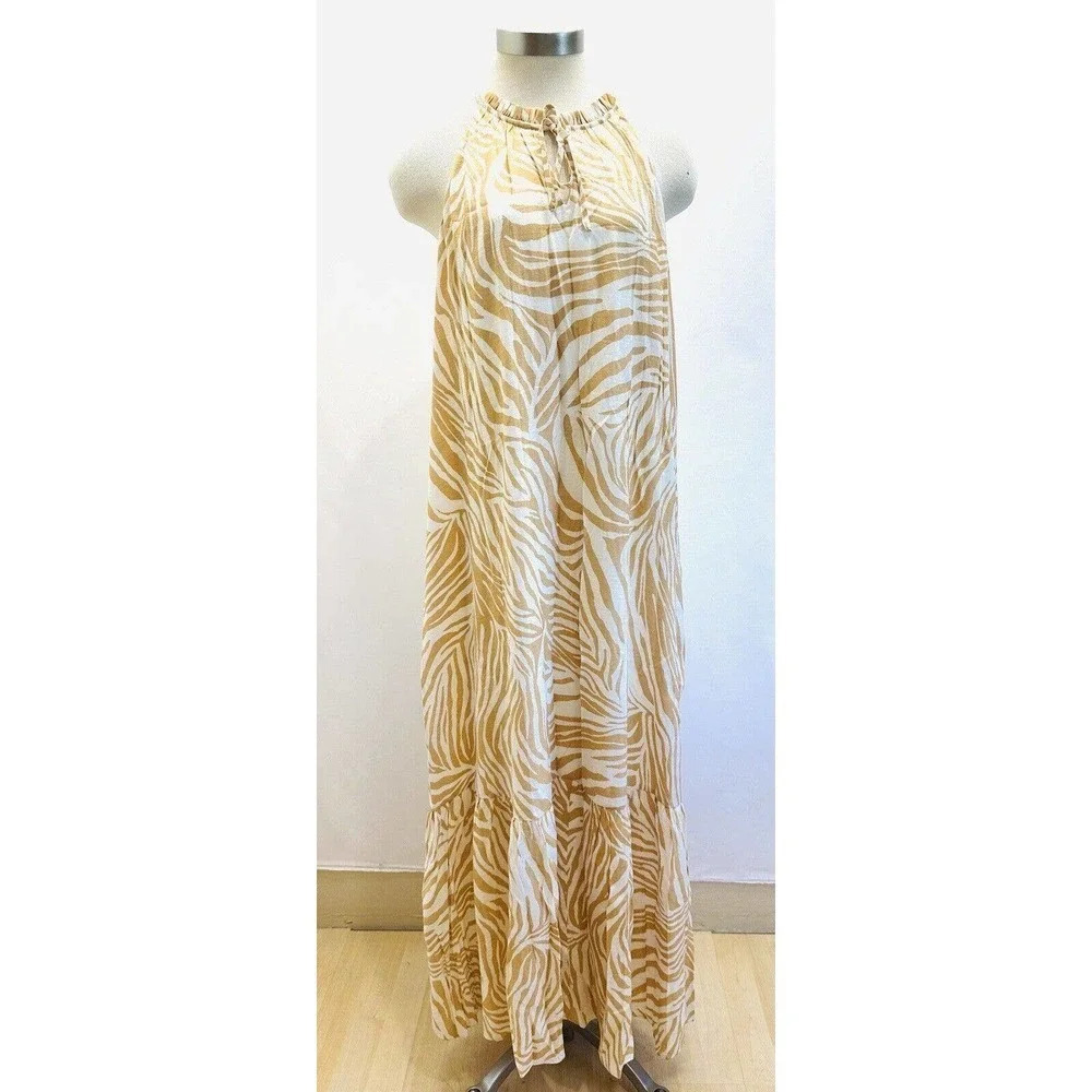 NWT NINE WEST Women Sleeveless Keyhole Full Length Lined Brown Maxi Dress Size L